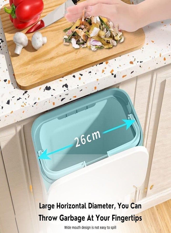 هوم إسنشالز سلة مهملات بلاستيكية للمطبخ من هوم إسينشالز - سلة مهملات معلقة عصرية وخفيفة الوزن للمنزل والمكتب / 9 لترات، أبيض / فتحة علوية بمقبض / مثالية للمطبخ والحمام وباب الخزانة (أبيض) - Image 3